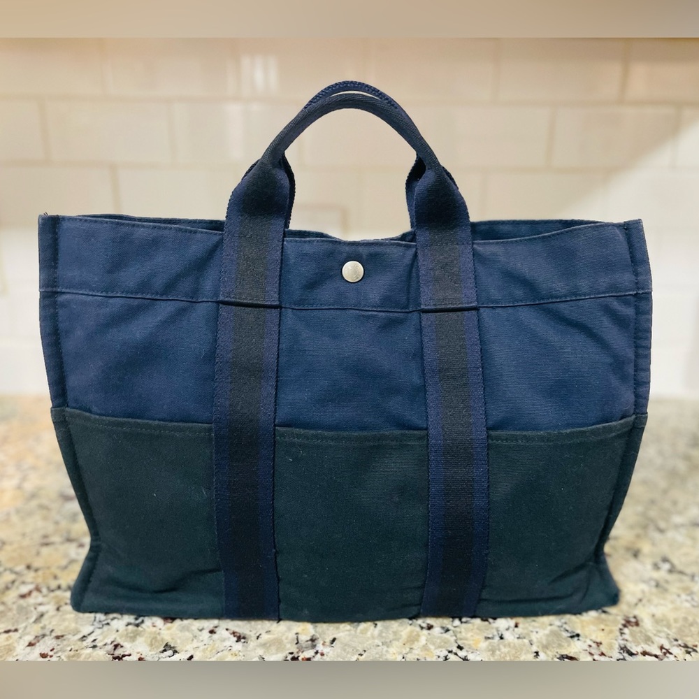 HERMES X-Large Canvas Fourre Tote Colorblock 💯 AUTHENTIC